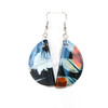 Abstract Painted Acrylic Dangle Earrings - Half Circle Design (Night Garden Colorway)