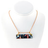 Abstract Painted Acrylic Necklace - Horizontal Bar Design (Night Garden Colorway)