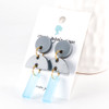 Acrylic Dangle Earrings - Hemisphere Design (Gray / Sky Blue)