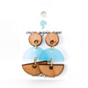 Acrylic and Wood Dangle Earrings - Hemisphere Design (Alder / Sky Blue)