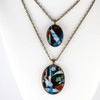 Abstract Painted Acrylic Pendant Necklace (Urban Sky Colorway)