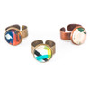 Abstract Painted Acrylic Ring - Round Brass Setting (Theater District Colorway)