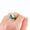 Abstract Painted Acrylic Ring - Round Brass Setting (Carnival Colorway)