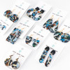 Abstract Painted Acrylic Dangle Earrings - Half Oval (Urban Sky Colorway)