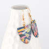 Abstract Painted Acrylic Dangle Earrings - Half Oval (Theater District Colorway)