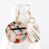 Abstract Painted Acrylic Dangle Earrings - Circle Design (Beach Club Colorway)