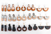 Wood & Leather Dangle Earrings - Half Circle Layers (Black / Cocobolo)