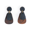 Wood & Leather Dangle Earrings - Dewdrop Layers (Black / Cocobolo)