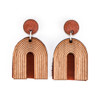 SALE: Earrings of the Month: Wood & Leather Dangle Earrings - Arch Layers (Alder / Sienna)