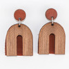 SALE: Earrings of the Month: Wood & Leather Dangle Earrings - Arch Layers (Alder / Sienna)