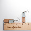 Wood & Leather Dangle Earrings - Rounded Rectangle Layers (Pale Blue / Alder)