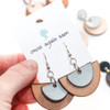 Wood & Leather Dangle Earrings - Half Circle Layers (Pale Blue / Alder)