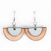 Wood & Leather Dangle Earrings - Half Circle Layers (Pale Blue / Alder)