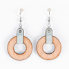 Wood & Leather Dangle Earrings - Ozone Layers (Pale Blue / Alder)