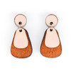 Wood & Leather Dangle Earrings - Dewdrop Layers (Pale Pink / Lacewood)