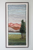 Mixed Media Fiber Art Landscape: Red Hills (20x40) Rug Hooking, Punching, Needle Felting
