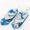 Shibori Dyed Leather Dangle Earrings - Fringe Layers