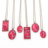 Abstract Painted Acrylic Pendant Necklace (Raspberry Tart Colorway)