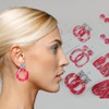 Acrylic and Wood Dangle Earrings - Dewrdrop Design (Raspberry Tart Colorway)