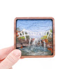 Mini Wool Landscape Painting: Needle Felted Fiber Art (Liberty Bridge) 3x3