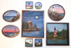 Mini Wool Landscape Painting: Needle Felted Fiber Art (Striped Lighthouse) 4 Inch Frame