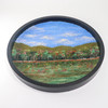 Round Wool Landscape Painting: Needle Felted Circlescape: Mountain Lake (12" Diameter)