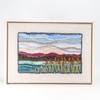 Mixed Media Fiber Art Landscape: Mountain Lake Cattails (13" x 15")  Rug Hooking, Punching, Needle Felting