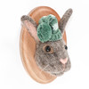 Needle Felted Brown Bunny Portrait (Green Knit Hat)