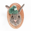 Needle Felted Brown Bunny Portrait (Green Knit Hat)