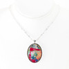 Abstract Painted Necklace, Studio Graffiti Oval Pendant (Choose Your Setting Finish)