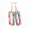 Abstract Painted Dangle Earrings, Studio Graffiti Collection, Hollow Ovals