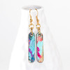 Abstract Painted Dangle Earrings, Studio Graffiti Collection, Elongated Oval Style