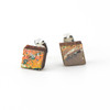 Abstract Painted Post Earrings, Studio Graffiti Collection, Diamond Studs