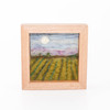 Mini Wool Landscape Painting: Needle Felted Fiber Art (Moonrise Crops) 3 Inch Frame
