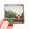 Mini Wool Landscape Painting: Needle Felted Fiber Art (Fishing Cabin) 3x3