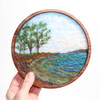 Round Wool Landscape Painting: Needle Felted Fiber Art (Muddy Cove)