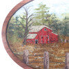 Large Oval Wool Landscape Painting: Needle Felted Fiber Art (Old Red Barn)