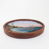 Oval Wool Landscape Painting: Needle Felted Fiber Art (Clifftop Lighthouse, NC)