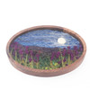 Oval Wool Landscape Painting: Needle Felted Fiber Art (Mountain Lupine at Night)