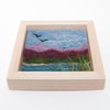 Mini Wool Landscape Painting: Needle Felted Fiber Art (Mountain Lake Birds) 3x3