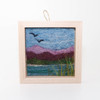Mini Wool Landscape Painting: Needle Felted Fiber Art (Mountain Lake Birds) 3x3