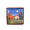 Mini Wool Landscape Painting: Needle Felted Fiber Art (Old Textile Mill) 3x3