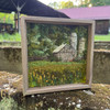 Wool Landscape Painting: Needle Felted Fiber Art, Barnscape (7x7)