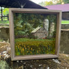 Wool Landscape Painting: Needle Felted Fiber Art, Barnscape (7x7)