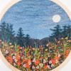 Round Wool Landscape Painting: Needle Felted Circlescape: Mountain Wildflowers (15" Diameter)