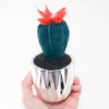 Needle Felted Cactus in Metallic Silver Planter