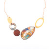 Abstract Painted Wood Statement Necklace (Mustard Yellow)