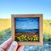 Small Wool Landscape Painting: Needle Felted Fiber Art (Beach Flowers) 4x4 Small Wool Landscape Painting: Needle Felted Fiber Art (Beach Flowers) 4x4
