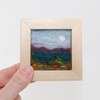 Small Wool Landscape Painting: Needle Felted Fiber Art (Morning Moon) 3x3