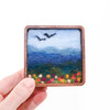 Mini Wool Landscape Painting: Needle Felted Fiber Art (Wildflower Valley) 3x3